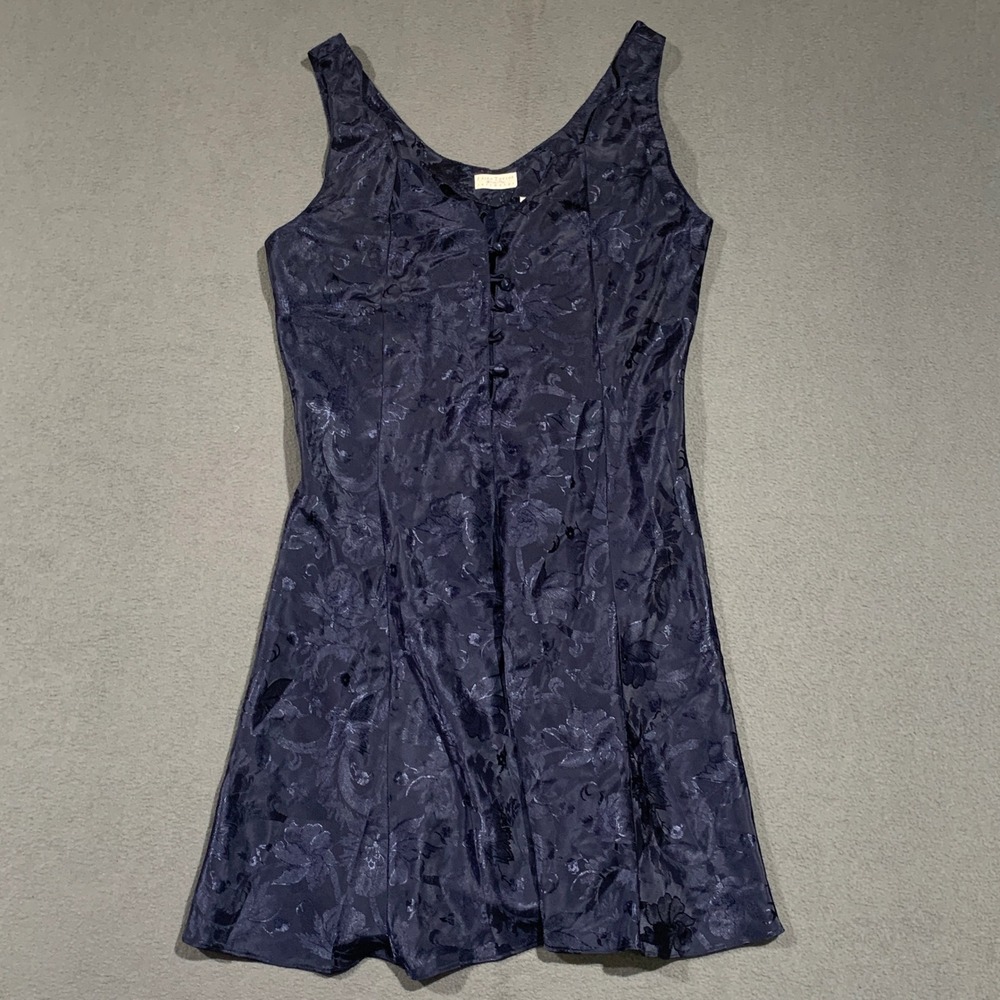 Erika Taylor Intimates Navy Blue Floral Mini Dress Sleeveless‎ Size S